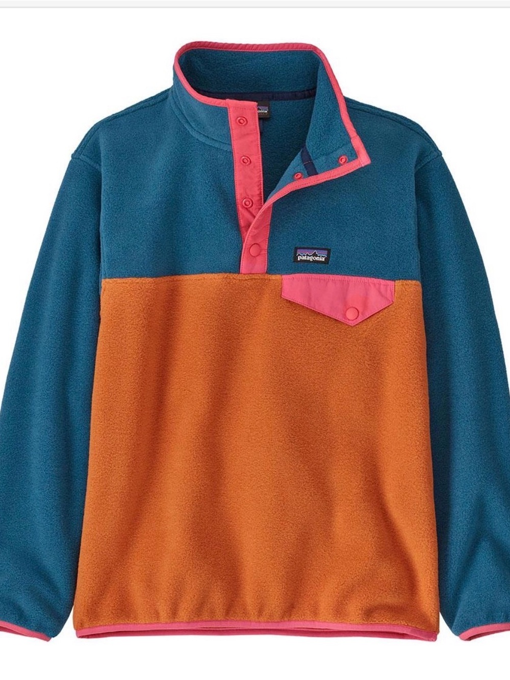 Patagonia XS 5/6 Synchilla Blue Fleece with Pink Trim